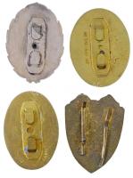 4db katonai jelvény, közte "Katonai Akadémia" aranyozott, zománcozott fém jelvény (45x34mm...