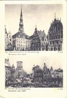 Riga, Das Schwarzhäupterhaus vor der Zerstörung, Das zerstörte Schwarzhäupterhaus / House of the Blackheads before and after the WWII German bombings, ruins (EB)