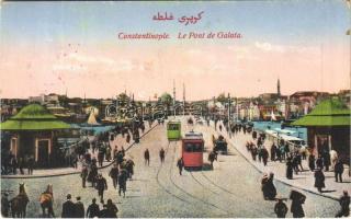 1917 Constantinople, Istanbul; Le Pont de Galata / street view, tram (EK)