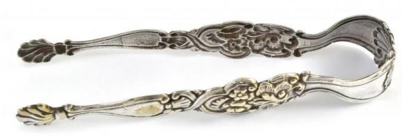 Ezüst(Ag) virágos cukorcsipesz, jelzett, h: 15,4 cm, nettó: 40,2 g