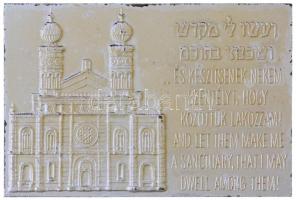 ~1989. A Dohány utcai zsinagóga felújítására felajánlott adomány emlékére ezüstözött fém plakett (68x101mm) T:2