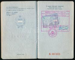 1971 Magyar Népköztársaság által kiállított fényképes útlevél, osztrák, olasz és amerikai bélyegzéss...