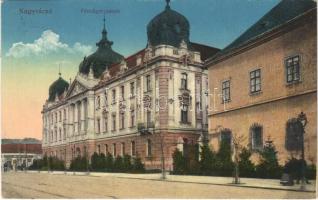 1917 Nagyvárad, Oradea; Pénzügyi palota. Vasúti levelezőlapárusítás 61. sz. / financial palace (EK)