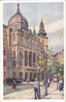 1913 Budapest V. Tudományegyetem és templom, villamos. B.K.W.I. S. 280/23. s: Götczinger (EK)
