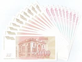 Jugoszlávia 1993. 5000D (10x) sorszámkövetők + 50.000D (10x) sorszámkövetők T:I-
Yugoslavia 1993. 5...