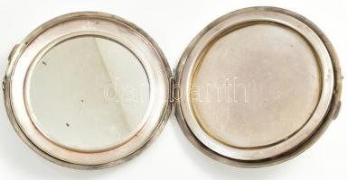 Nagy méretű ezüst (Ag) pudrié kivehető fém betéttel. Jelzett, bruttó (fémbetét nélkül): 171 g. d: 12...