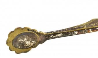 Historizáló stílusú, míves régi fém cukorfogó, kopott,  h: 15 cm