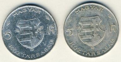 1947. 5Ft Ag "Kossuth" (2x) T:2/3,3