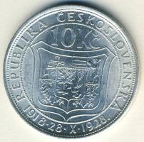 Csehszlovákia 1928. 10K Ag "Függetlenség 10. évfordulója" T:2