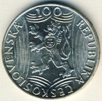 Csehszlovákia 1949. 100K Ag "Sztálin-70. születésnap" T:2/2+