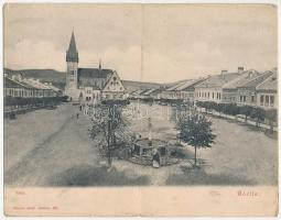 Bártfa, Bardiov, Bardejov; Fő tér. Divald Adolf 181. Kihajtható panorámalap / main square. folding panoramacard (kis szakadás / small tear)
