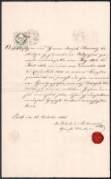 1855 Pest, Rehorovszky Miklós ügyvéd, táblabíró viaszpecsétes levele, 15 kr C.M. okmánybélyeggel