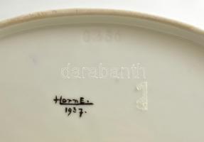 Horn E 1937. porcelán kínáló tál. Kézzel festett, áttört. 25x16 cm