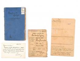 cca 1900-1920 Katonai okmányok árkász igazolvány, személyi lap, névjegykártya, össz 4 db