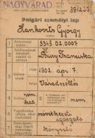 cca 1900-1920 Katonai okmányok árkász igazolvány, személyi lap, névjegykártya, össz 4 db