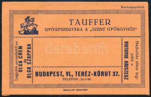 Tauffer Gyógyszertára a Szent Györgyhöz Budapest VI. receptboríték