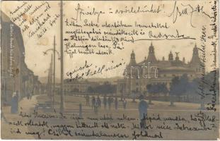 1903 Igló, Zipser Neudorf, Spisská Nová Ves; Fő tér, színház. Latzin János kiadása / main square, theatre (fl)