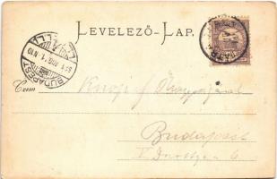 1901 Tátra, Magas-Tátra, Vysoké Tatry; Központi Kárpátok a Husz park díszkertje felől, kávéház / Die...