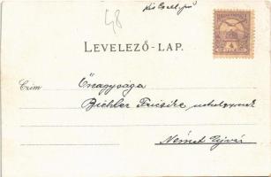 Kiscell, Celldömölk; iskola, templom, klastrom. Zsigmond István No. 1596. Art Nouveau, floral, litho...