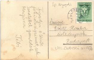 1939 Budapest VI. Nyugati pályaudvar, vasútállomás vágányokkal és gőzmozdonnyal. photo