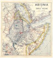 cca 1930 Abesszinia román kiadású térképe 48s56 cm