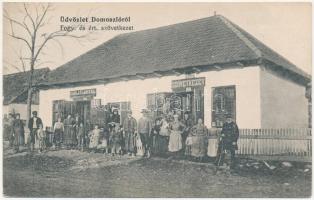 1922 Domoszló, Korlátlan ital, bor, sör és pálinka mérés, Fogyasztási és értékesítő szövetkezet üzlete és saját kiadása