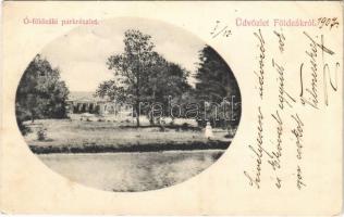 1907 Földeák, Ó-földeáki (Óföldeák) park részlet, Návay kastély