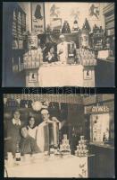 1928 Pécs, Király utcai Meinl Gyula kávébolt, 2 db pecséttel jelzett fotó 11,5x8,5 cm