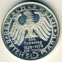 NSZK 1978. 3M Ag "Dürer-450 éves a Württembergi Egyetem" Ag utánverete 14,6 T:PP