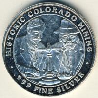 USA DN "Colorado-i bányászat története-Cripple creek" Ag emlékérem 22,8g T:exPP