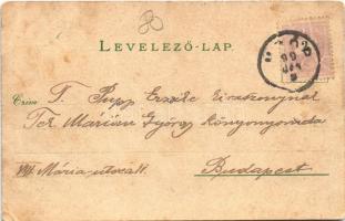 1899 (Vorläufer) Mór, Moór; Wekerle utca, Honvéd emlék, Kapucinus kolostor, Állami polgári iskola, S...