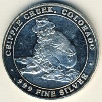 USA DN "Colorado-i bányászat története-Cripple creek" Ag emlékérem 22,8g T:exPP