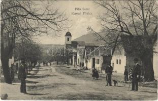 1910 Pilisszentkereszt, Fő utca, templom + PILISSZENTKERESZT POSTAI ÜGYN (fl)