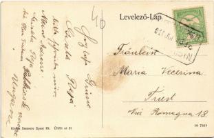 1910 Pilisszentkereszt, Fő utca, templom + "PILISSZENTKERESZT POSTAI ÜGYN"  (fl)