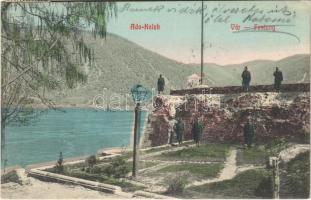 1908 Ada Kaleh, vár katonákkal a Dunával. Ali Mehmed kiadása / castle with soldiers, Danube river