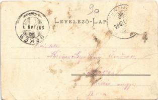 1906 Búrszentpéter, Borsky Peter (Búrszentmiklós, Borsky Mikulás); Fő tér, ökörszekér, templom. Wies...