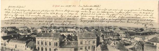 1904 Bród, Nagyrév, Slavonski Brod, Brod na Savi; Kétrészes kinyitható panorámalap / 2-tiled folding panoramacard