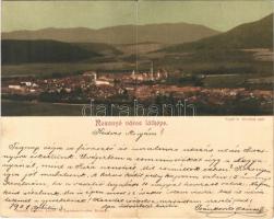 1901 Rozsnyó, Roznava; Kétrészes kinyitható panorámalap, Vogel D. felvétele és Pauchly Nándor kiadása / 2-tiled folding panoramacard (hajtásnál szakadt / bent til broken)