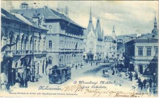 1900 Kolozsvár, Cluj; Wesselényi Miklós utca torkolata, városi vasút, kisvasút, Ifj. Pere István fes...