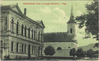 Borgóprund, Borgó-Prund, Prundu Bargaului; Fő tér, Comunál szálloda, templom. Sajovics Izidor kiadása 6. 1918. / Piata / main square, hotel, church