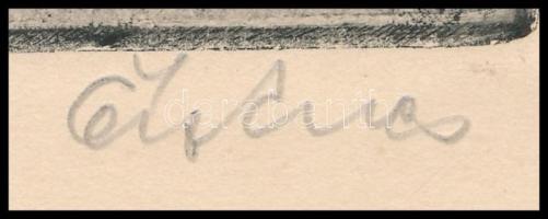 Ősz Dénes (1915-1980): ... bánya. Rézkarc, papír, jelzett. Lap szélén apró foltokkal. 19,5x29,5 cm