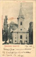 1903 Kapi, Kapusany; római katolikus templom, várrom. Divald / church, castle ruins (EK)