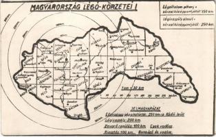 Magyarország légoltalmi körzetei térképen / WWII Hungarian military, passive air defence map. photo