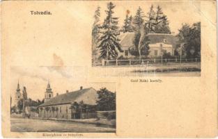 Tolvád, Tolvadia, Livezile; községház és templom, Gróf Nákó kastély. Dajkovits J. utóda kiadása / town hall, church, castle (EB)