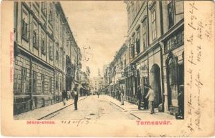 1903 Temesvár, Timisoara; März utca, Reisinger Károly üzlete. J. Racshka kiadása / street, shops