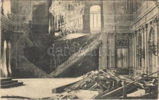 1916 Thronsaal des Konaks von Belgrad, der durch einen Granateinschlag zerstört wurde / WWI Austro-Hungarian K.u.K. military, throne room destroyed by a grenade strike. Phot. J. Perscheid (EK)