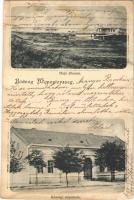 1905 Monostorszeg, Monostor, Backi Monostor; hajóállomás, községi népiskola / port, school (EB)