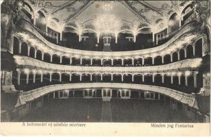 Kolozsvár, Cluj; új színház nézőtere, belső. Ferenc és társa utóda Dunky Elek kiadása / theatre interior (fa)