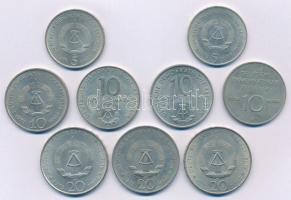 Német Demokratikus Köztársaság 1971-1975. 5-10-20M Cu-Ni (9xklf) forgalmi emlékkiadások T:1-,2