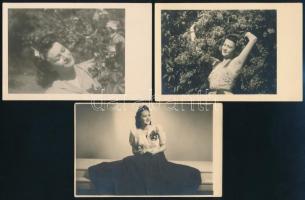 cca 1940-1950 Hölgyportrék, 9 db fotólap, 9×14 cm